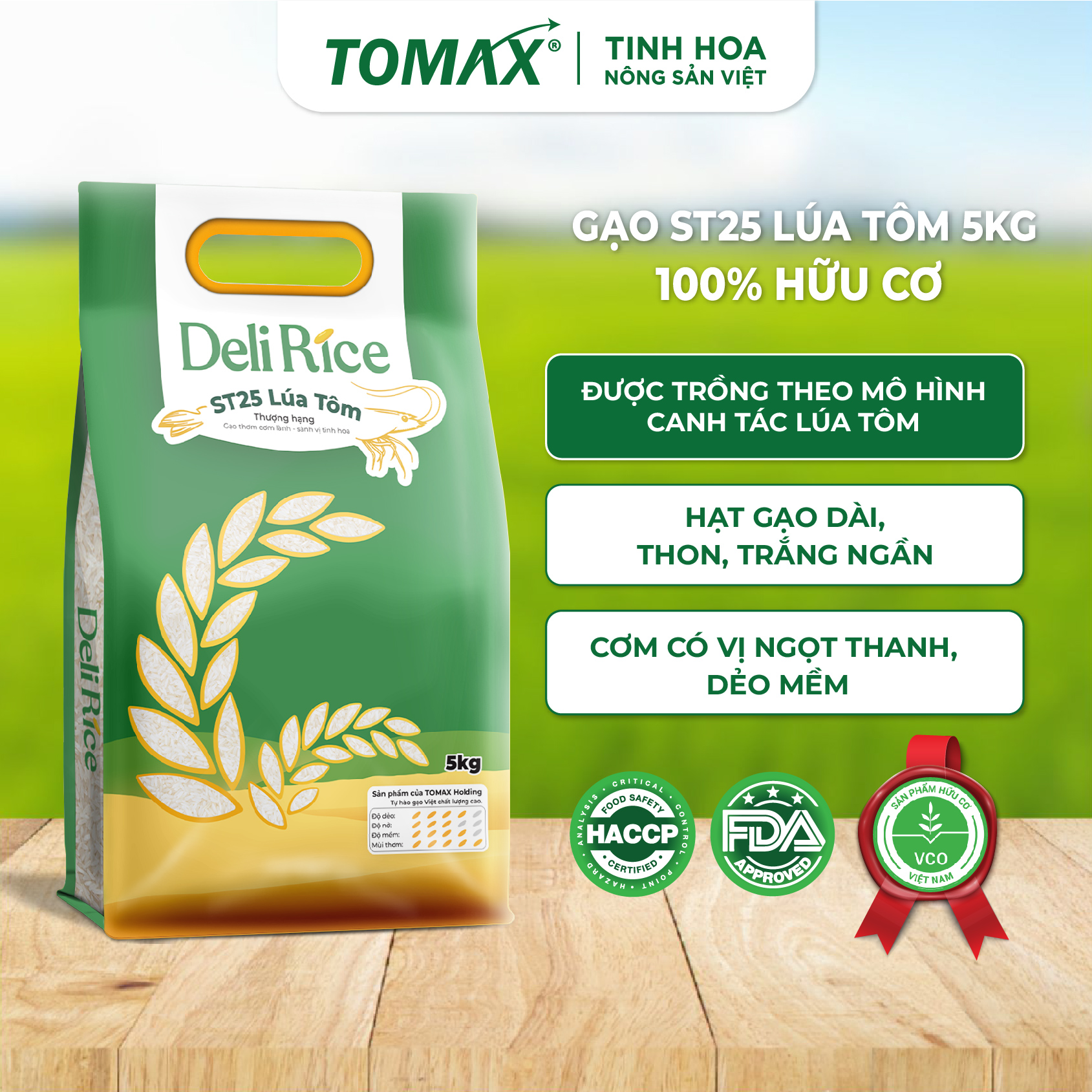 Gạo ST25 Lúa Tôm Hữu Cơ - Túi 5kg 1 Gạo ST25 Lúa Tôm Hữu Cơ - Túi 5kg