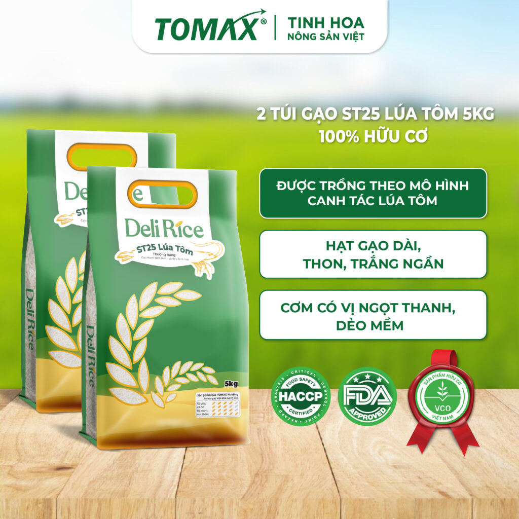 Combo 2 túi Gạo Deli Rice Gạo Lúa Tôm 5kg