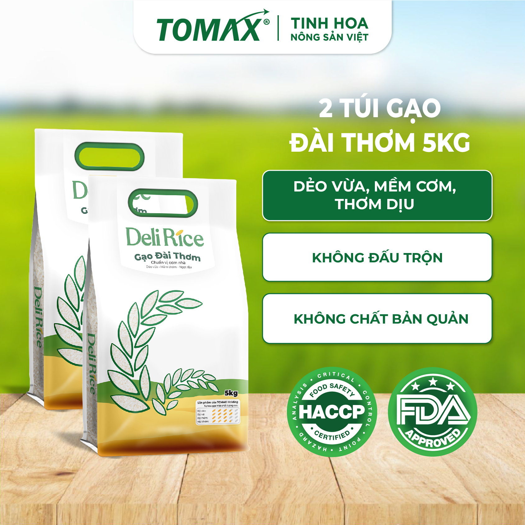 Combo 2 túi Gạo Deli Rice Gạo Đài Thơm 5kg 1 Combo 2 túi Gạo Deli Rice Gạo Đài Thơm 5kg