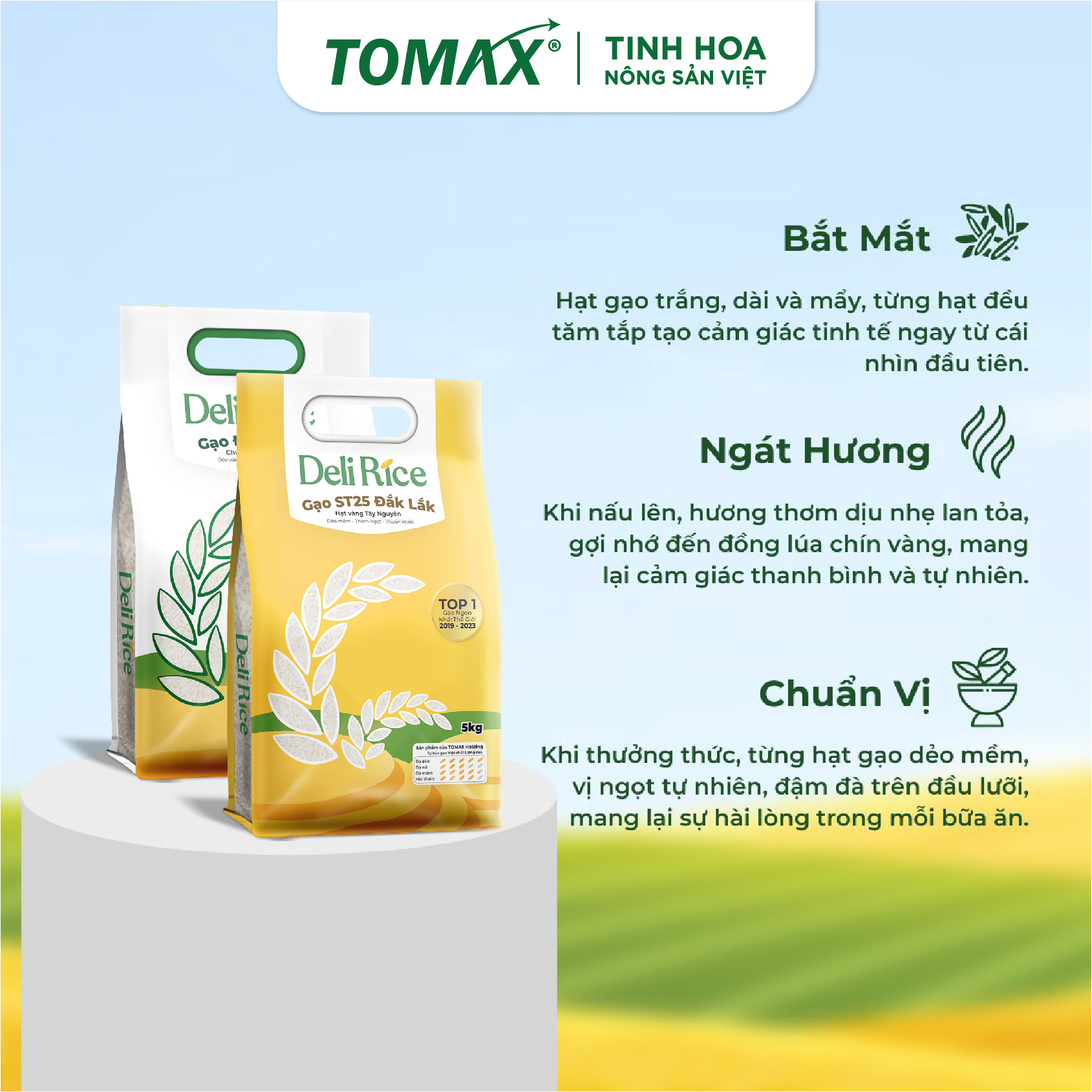 Combo mix 2 túi gạo ST25 và Đài Thơm Deli Rice - túi 5kg tơi xốp, dẻo thơm, thượng hạng 100% Organic - TOMAX 6 Combo mix 2 túi gạo ST25 và Đài Thơm Deli Rice - túi 5kg tơi xốp, dẻo thơm, thượng hạng 100% Organic - TOMAX - Ảnh 6