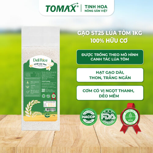 Gạo ST25 Lúa Tôm Hữu Cơ - Túi chân không 1kg
