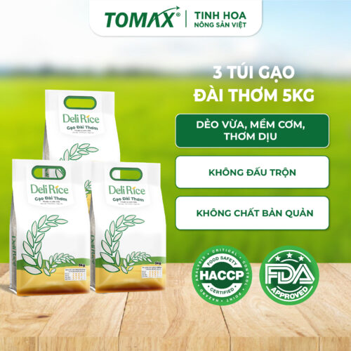 Combo 3 túi Gạo Deli Rice Gạo Đài Thơm 5kg