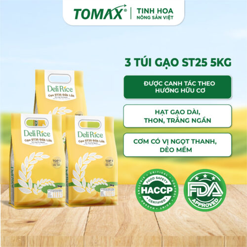 Combo 3 Túi Gạo ST25 Dak Lak Deli Rice (Túi 5kg)