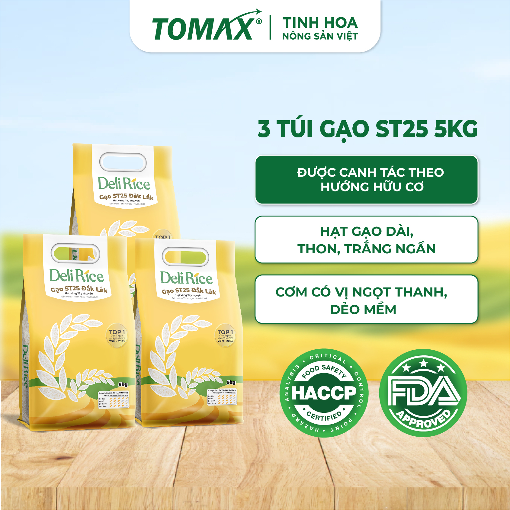 Combo 3 Túi Gạo ST25 Dak Lak Deli Rice (Túi 5kg) 1 Combo 3 Túi Gạo ST25 Dak Lak Deli Rice (Túi 5kg)