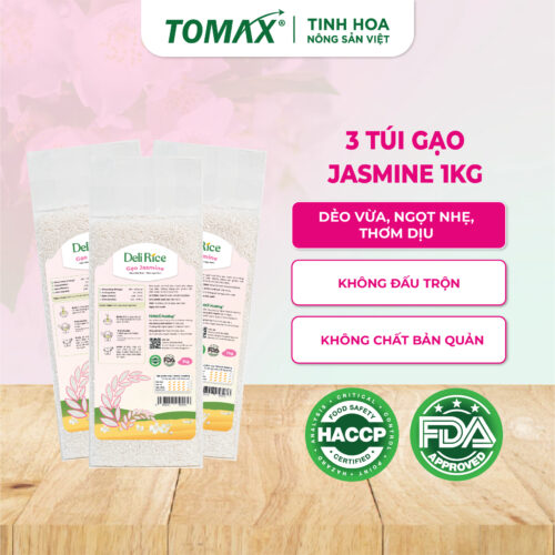 Combo 3 túi Gạo Deli Rice Jasmine thơm dẻo mềm 1kg