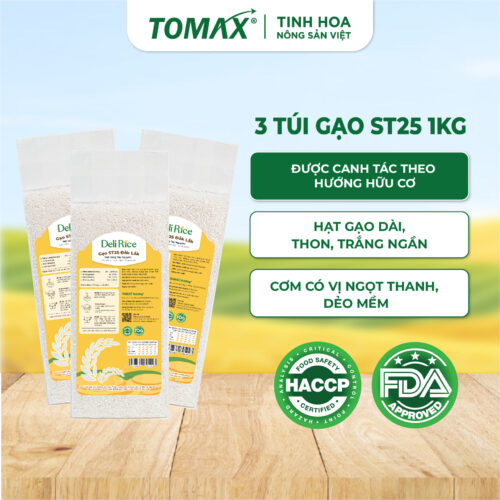 Combo 3 Túi Gạo ST25 Dak Lak Deli Rice (Túi 1kg)