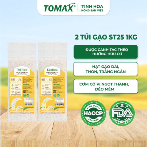 Combo 2 Túi Gạo ST25 Dak Lak Deli Rice (Túi 1kg)