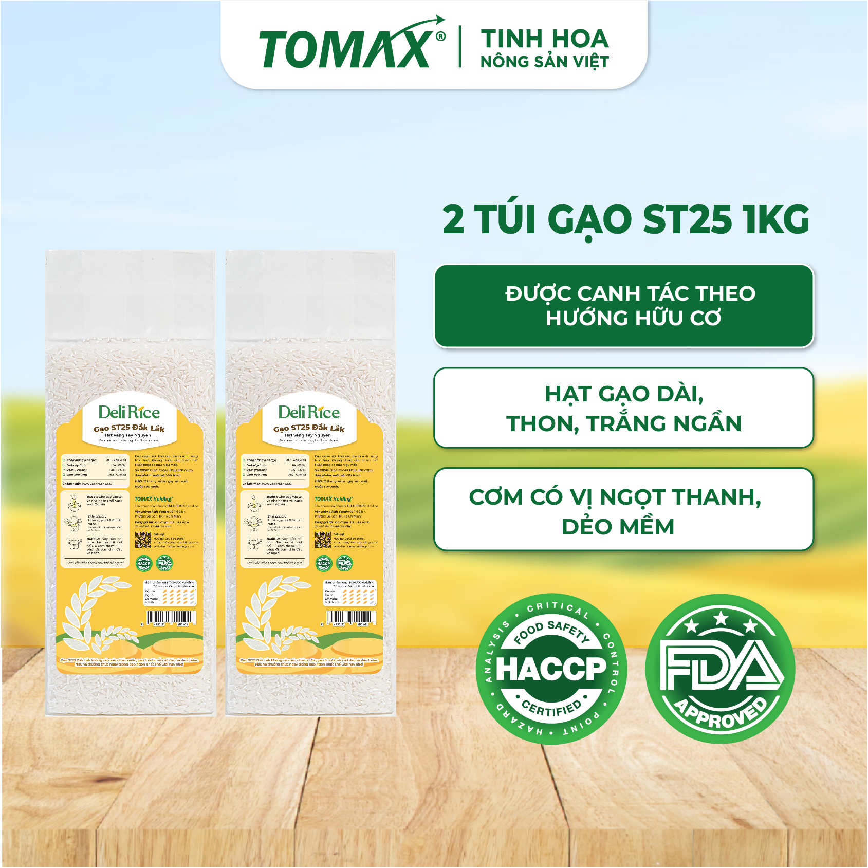 Combo 2 Túi Gạo ST25 Dak Lak Deli Rice (Túi 1kg) 1 Combo 2 Túi Gạo ST25 Dak Lak Deli Rice (Túi 1kg)