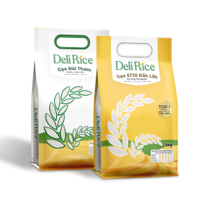 Combo mix 2 túi gạo ST25 và Đài Thơm Deli Rice - túi 5kg tơi xốp, dẻo thơm, thượng hạng 100% Organic - TOMAX