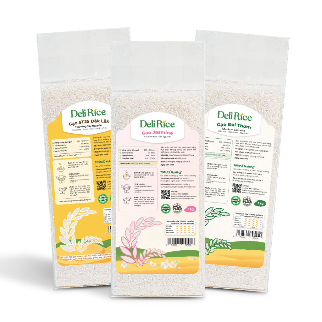 Combo 3 túi Gạo Mix (ST25, Jasmine, Đài Thơm) túi 1kg