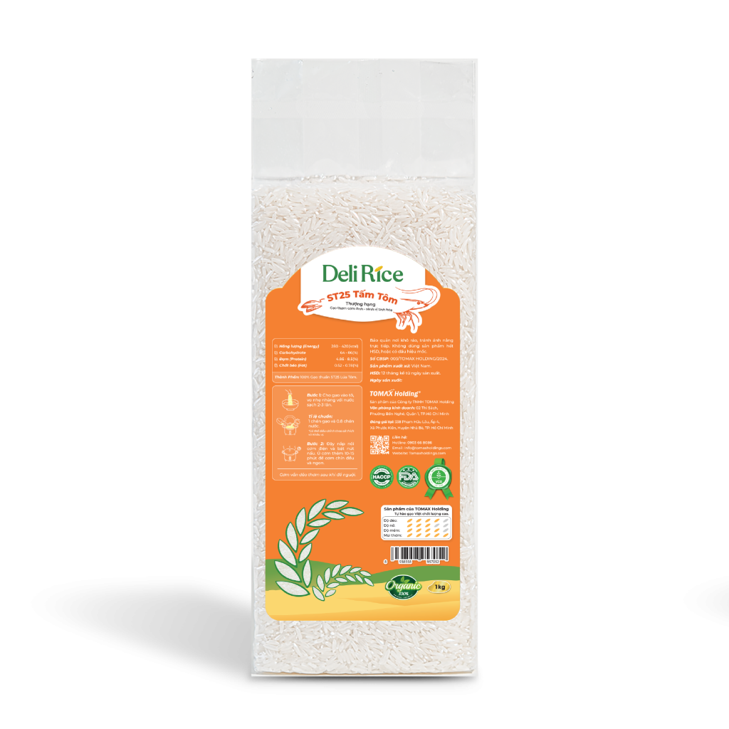 Gạo ST25 Tấm Tôm Hữu Cơ - Túi Chân Không 1kg