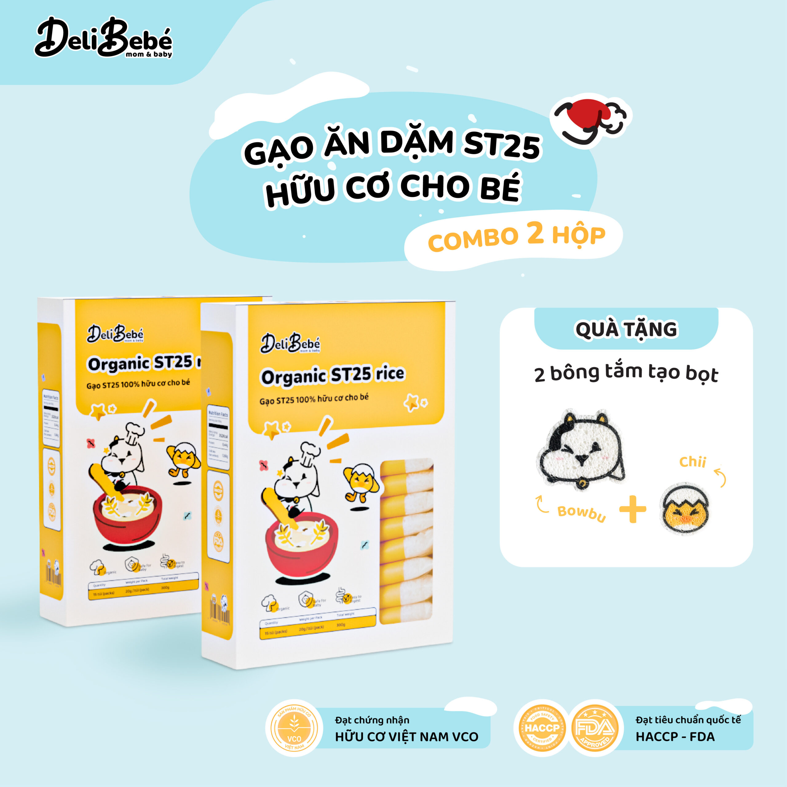 Combo 2 Hộp Gạo Ăn Dặm ST25 Hữu Cơ Deli Bebé