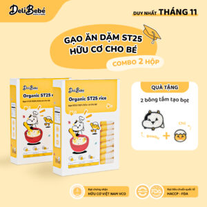 Combo 2 Hộp Gạo Ăn Dặm ST25 Hữu Cơ Deli Bebé