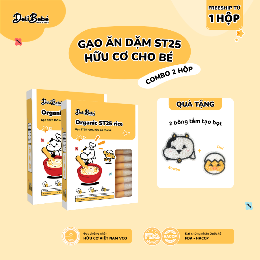 Combo 2 Hộp Gạo Ăn Dặm ST25 Hữu Cơ Deli Bebé