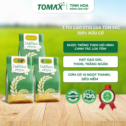 Combo 3 túi Gạo Deli Rice Gạo Lúa Tôm 5kg